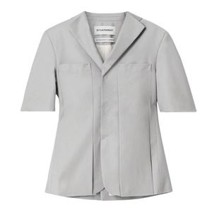 SITUATIONIST Gray Wool Short Sleeve Jacket Back Flap Pockets Women’s Size 10